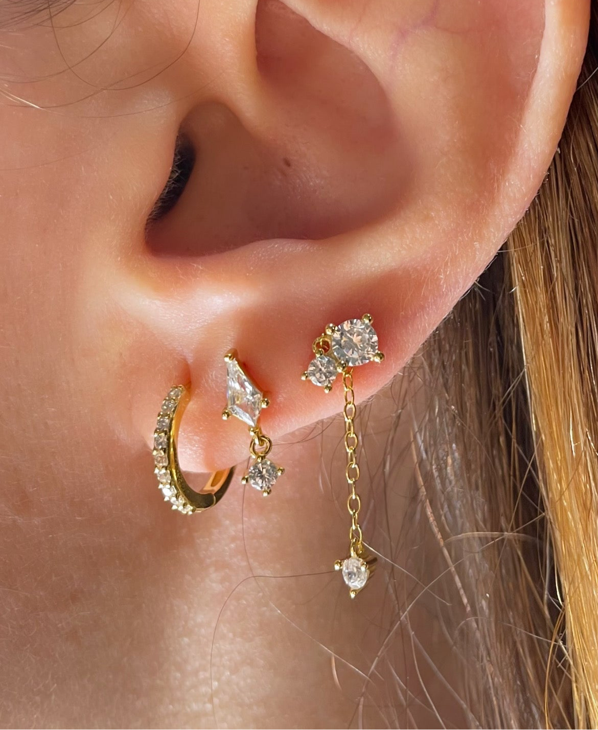 925 Silver Sterling Set of 3pcs Tassel Earrings