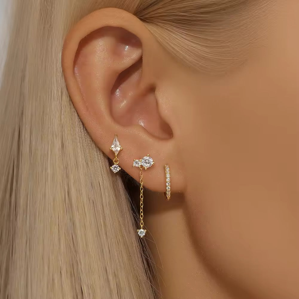 925 Silver Sterling Set of 3pcs Tassel Earrings