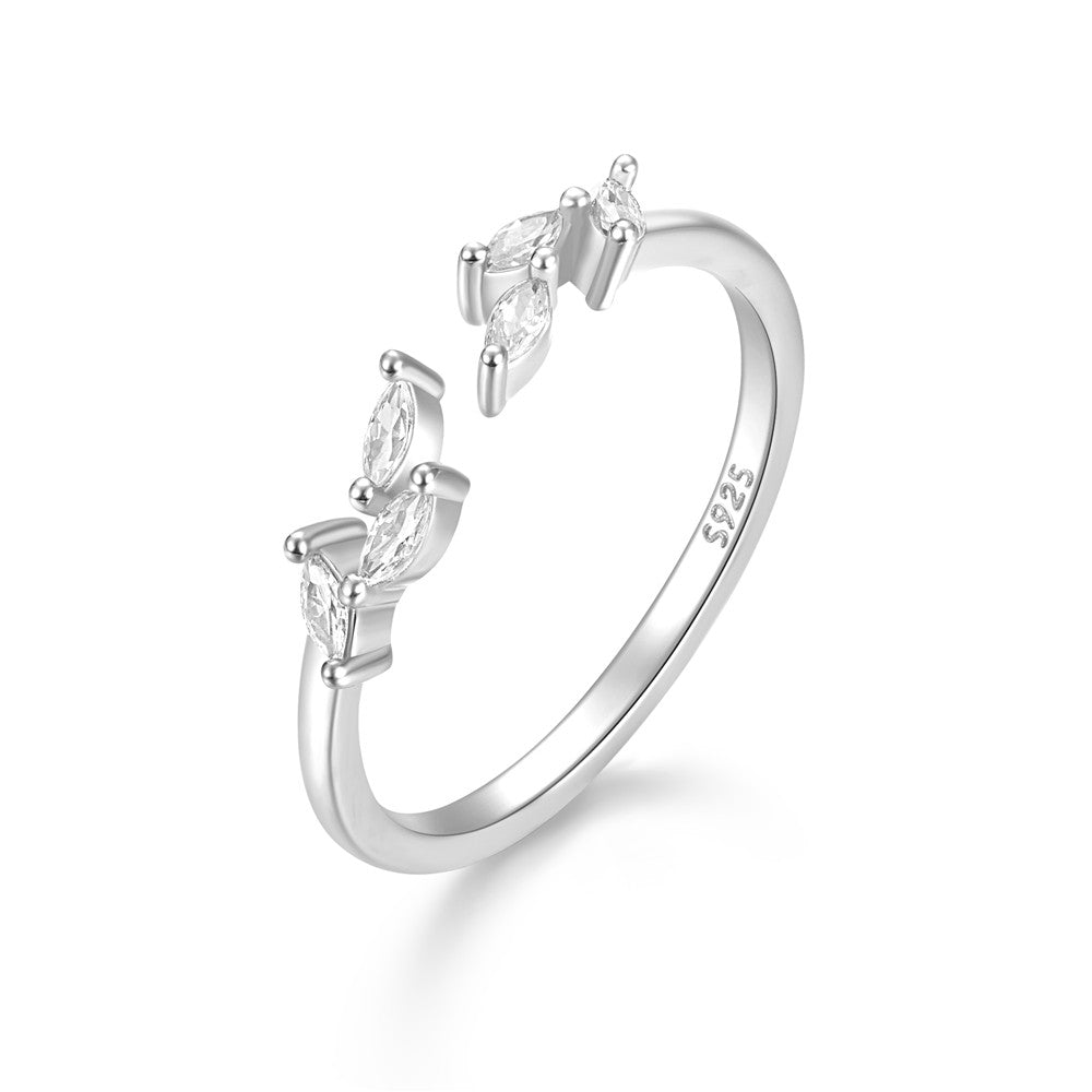 925 Sterling Silver Shine Geometric White Crystal Rings Adjustable