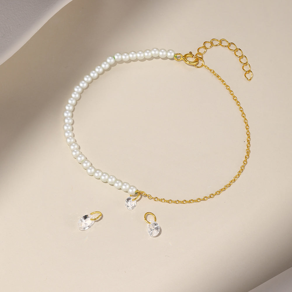 925 Sterling Silver Elegant Pearl beading Bracelets