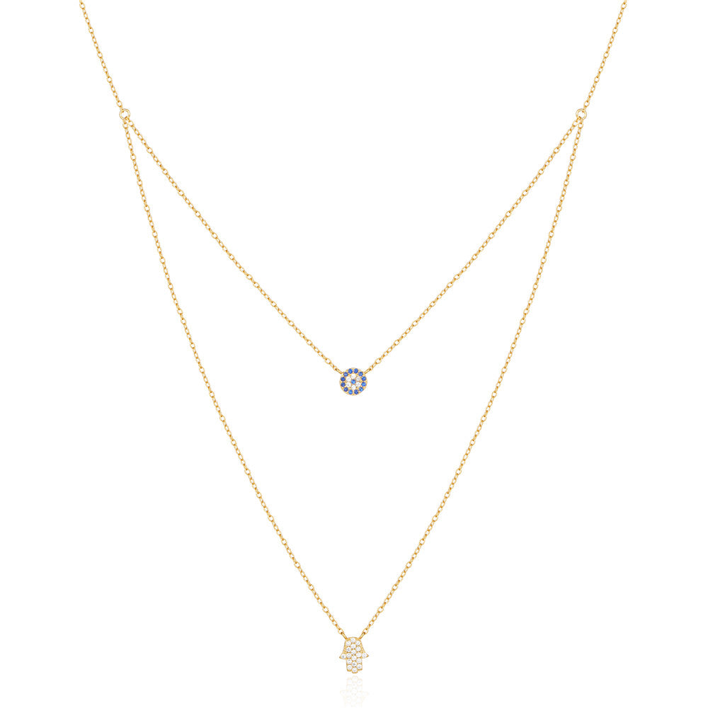 925 Sterling Silver Double Layer demon eye Pendant Necklaces