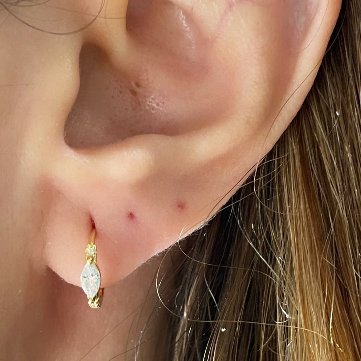 925 Sterling Silver marquise Geometric Cubic Zirconia Earrings For Women Bride 18k Gold Plating Cartilage Ear Buckle (pair)