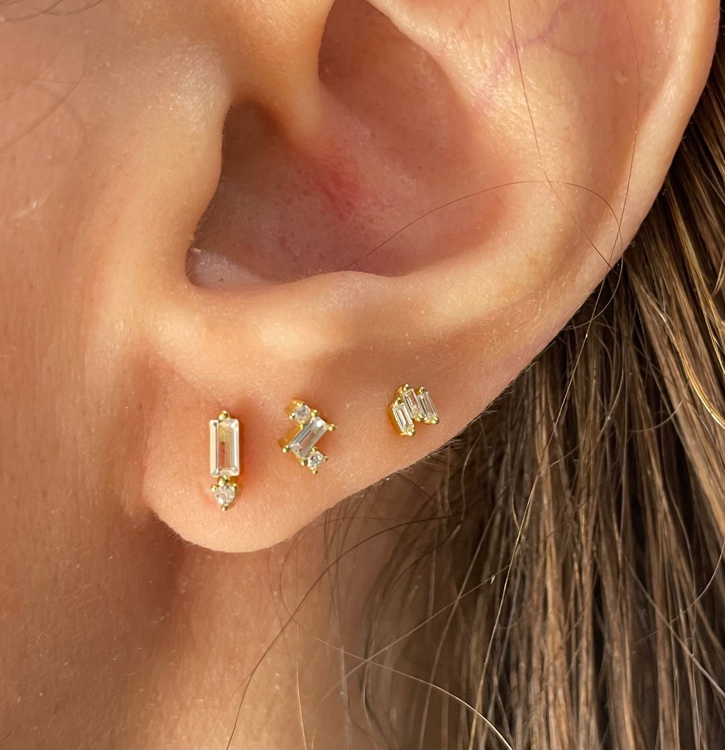 Minimalism Crystal Jewelry Set Earrings for Women 925 Sterling Silver (3Pcs
