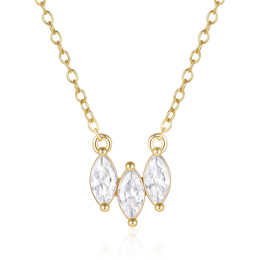 925 Sterling Silver Simple Trendy Crystal Zircon Rhinestone Pendant Necklace For Women