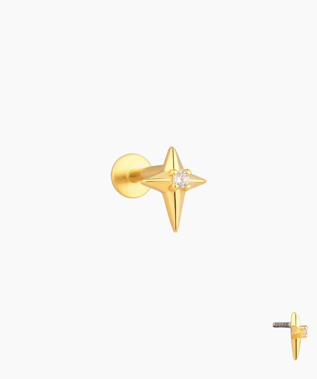 Titanium Shooting Star Flatback Labert Piercing With Two Bars (8mm,6mm)