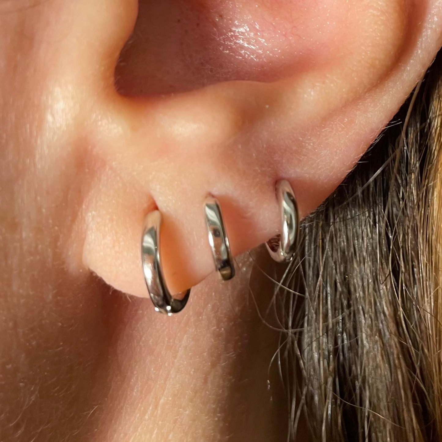 925 Silver Sterling Evangelia Hoop Earrings (Pair)