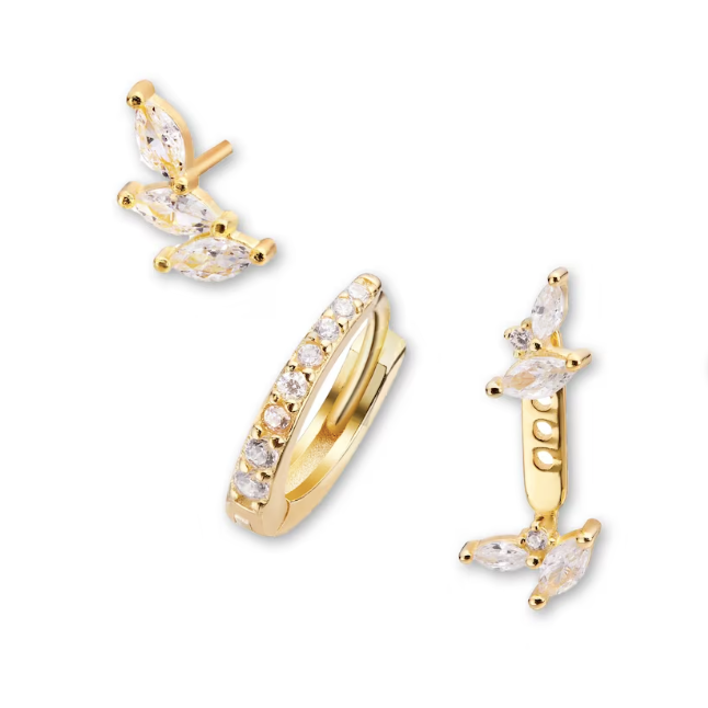 925 Sterling Silver Floral Set