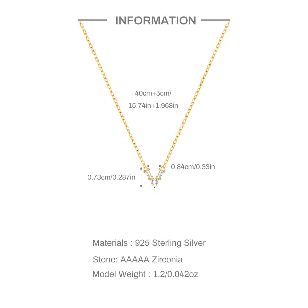 925 Sterling Silver V Shape Pendant Necklace