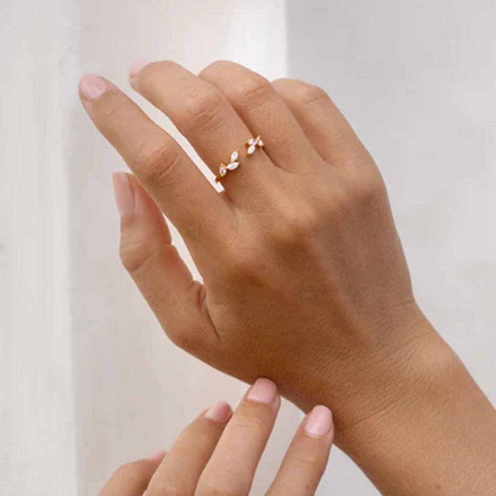 925 Sterling Silver Shine Geometric White Crystal Rings Adjustable