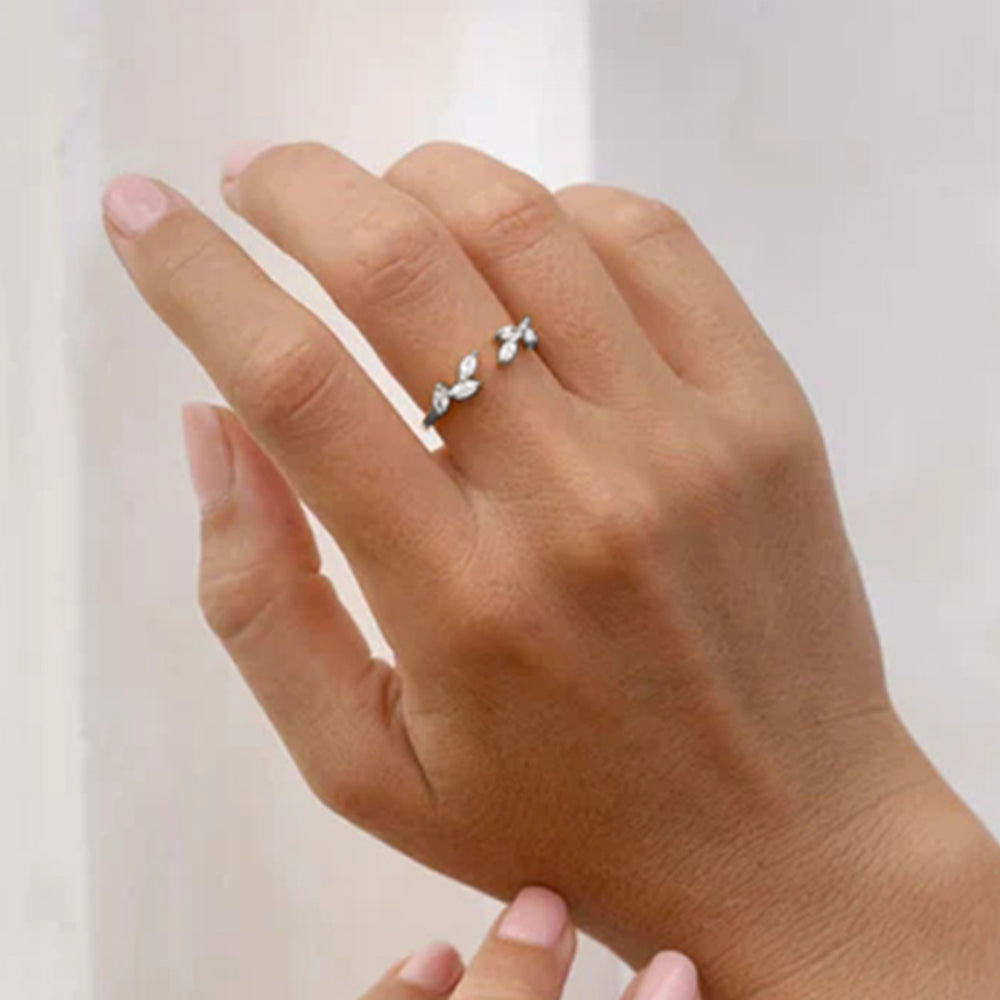 925 Sterling Silver Shine Geometric White Crystal Rings Adjustable