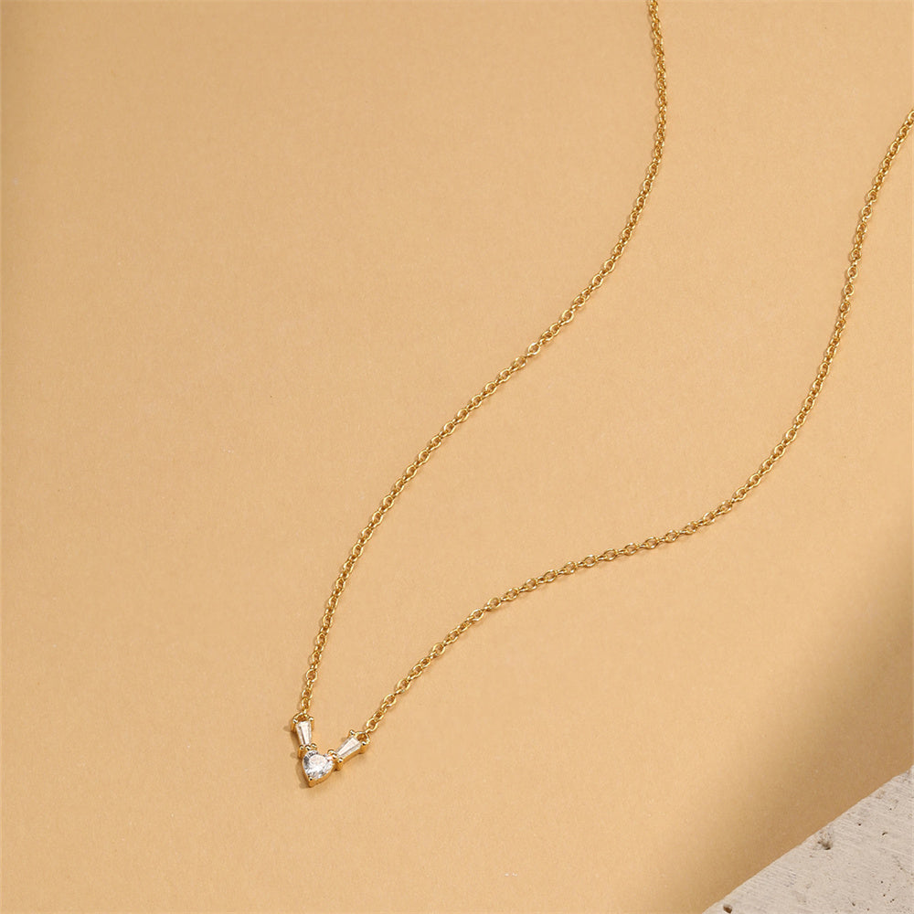 925 Sterling Silver V Shape Pendant Necklace