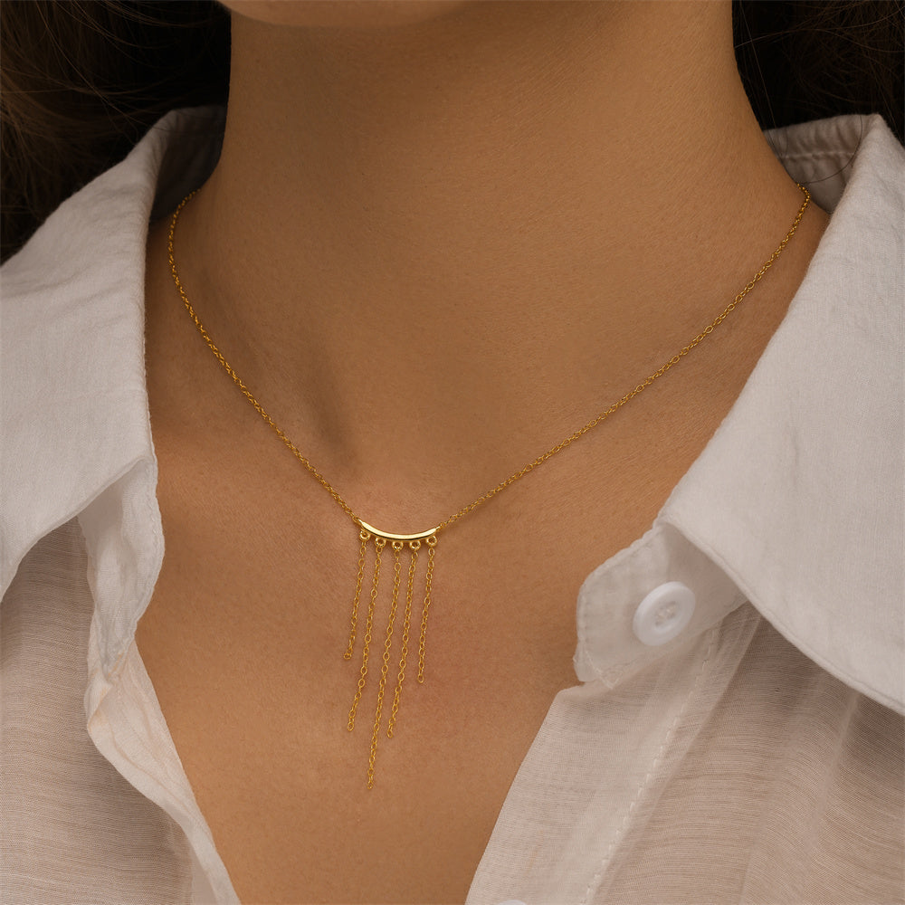 925 Sterling Silver Luxury 5cm Long Tasse 18K Gold Plated