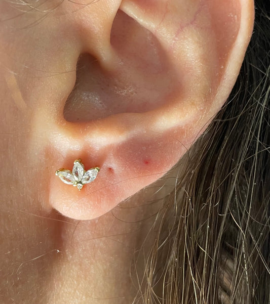 925 Silver Earrings Simple Clover Stud Earrings( pair )