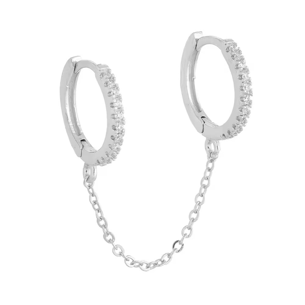 Link Chain Dangle Earrings 925 Sterling Silver (Single)