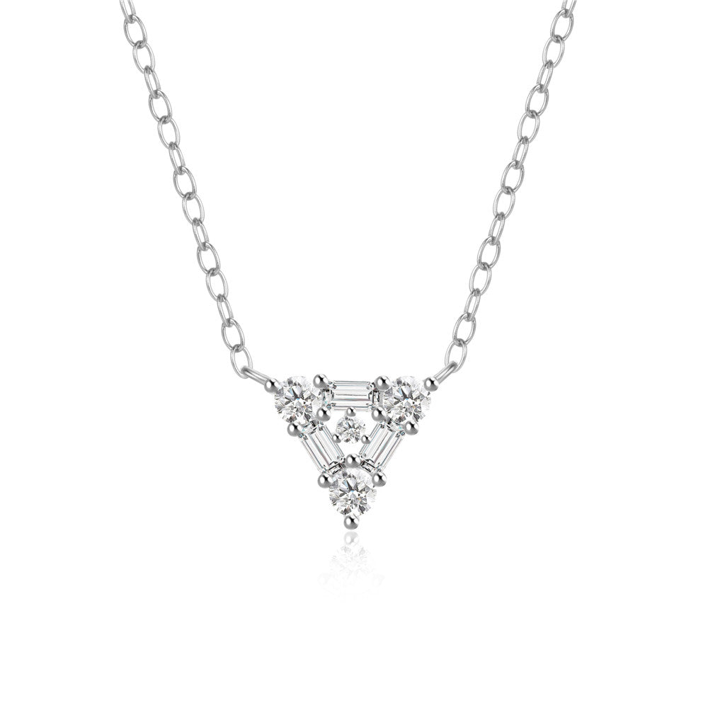 925 Sterling Silver Triangle/Ellipse Crystal Pendant Necklaces